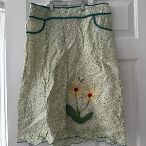 Ella Moss Green Floral A-Line Skirt